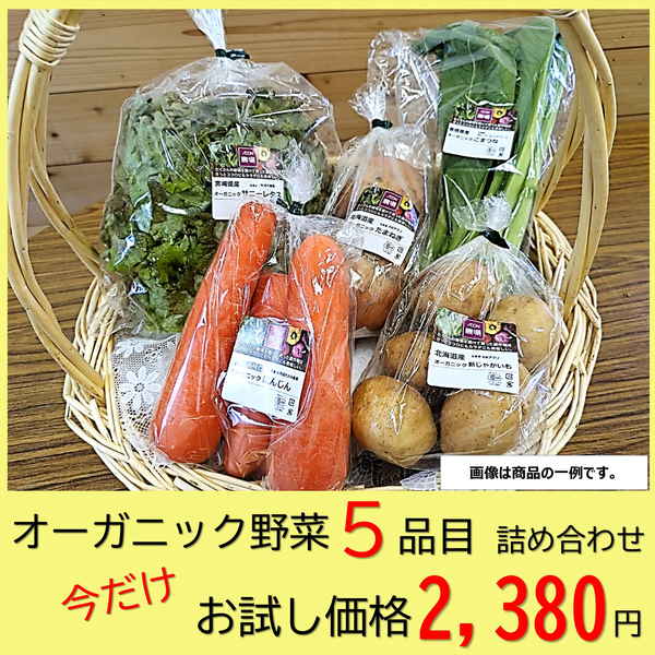 【中四国地方 兵庫県 送料無料】オーガニック野菜 詰め合わせセット A（野菜 5品目） 商品サムネイル